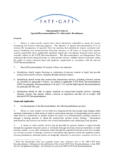 Day 1 - Non-Banking Conduits: FATF Interpretative Note to Special Recommendation VI, Alternative Remittance