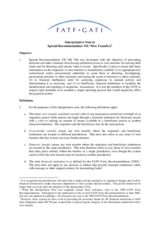Day 1 - Non-Banking Conduits: FATF Interpretative Note to Special Recommendation VII, Wire Transfers