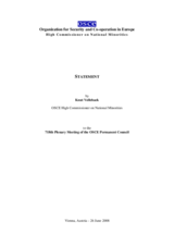 Report by the OSCE High Commissioner on National Minorities to the Permanent Council