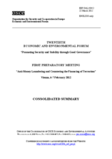 Consolidated Summary of the 1st Preparatory Meeting of the 20th OSCE Economic and Environmental Forum