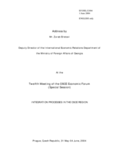 Address by Mr. Zurab Eristavi, Deputy Director of the International Economic Relations Department of the Ministry of Foreign Affairs of Georgia