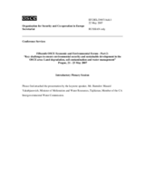 Presentation by the keynote speaker, Mr. Hamidov  Masaid Yakubjanovich, Minister of Melioration and Water Resources, Tajikistan, Member of the CA Intergovernmental Water Commisson