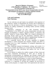 Speech by Mr. A. Ashurov, Minister of Transport of the Republic of Tajikistan
