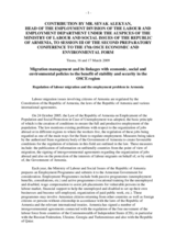 Policy Paper - Contribution by Sevak Alekyan, Head of Employment Division, Ministry of Labour and Social Issues, Labour and Employment Department, Armenia