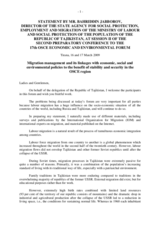 Presentation by Bahriddin Jabborov, Director of State Agency on Social Protection, Labour and Migration, Ministry of Labour and Social Protection of the Population of the Republic of Tajikistan
