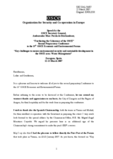 Speech by the OSCE Secretary General, Ambassador Marc Perrin de Brichambaut