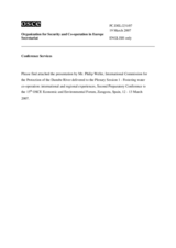 Presentation by Philip Weller, International Commission for the Protection of the Danube River