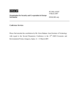 Contribution by Mr. Giora Shaham, Israel Institute of Technology