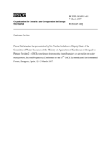 Presentation by Mr. Nurlan Atshabarov, Deputy Chair of the Committee of Water Resources of the Ministry of Agriculture of Kazakhstan