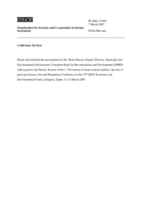 Presentation by Mr. Henry Russel, Deputy-Director, Municipal and Environmental Infrastructure, European Bank for Reconstruction and Development (EBRD)