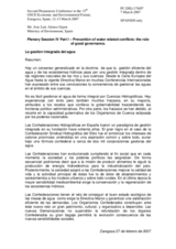 Presentation by Mr. Jose Luis Alonso Gajon, President of the "Confederacion Hidrografica del Ebro", Ministry of Environment, Spain