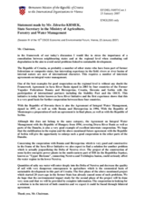 Statement by Zdravko Kremk, State Secretary in the Ministry of Agriculture, Forestry and Water Management