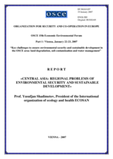 Report by Yusufjan Shadimetov, President of the International organization of ecology and health (ECOSAN)