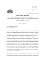 Concluding remarks by the Chairperson of the 13th OSCE Economic Forum Ambassador Dr. Boris Frlec, Head of the OSCE Task Force, Ministry of Foreign Affairs of the Republic of Slovenia