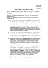 Draft Rapporteur's Report. Rapporteur: Vincent de Graaf, Legal Officer, Office of the High Commissioner on National Minorities