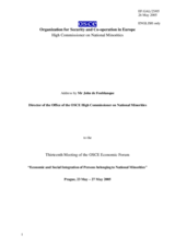 Address by Mr. John de Fonblanque, Director of the Office of the OSCE High Commissioner on National Minorities