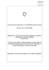 Declaration and Recommendation of the Delegation of Switzerland