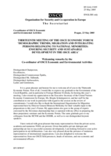 Welcoming remarks by the Co-ordinator of OSCE Economic and Environmental Activites, Mr. Marcin &#346;wi&#281;cicki