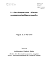 Speech by Mr. Vladimir Spidla, Member of the European Commission in charge of Employment, Social Affairs and Equal Opportunities (fr)