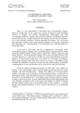 Contribution by Prof. Norman Myers, Green College, Oxford University, U.K., "Environmental Refugees: An Emergent Security Issue"