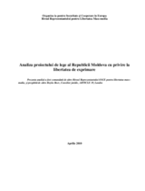 Analiza proiectului de lege al Republicii Moldova cu privire la libertatea de exprimare
