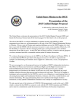 Statement by the Delegation of the United States of America in response to the presentation by the OSCE Secretary General of the 2015 Unified Budget proposal