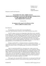Statement by the Delegation of the Russian Federation in response to the report by the Director of the Conflict Prevention Centre, Ambassador Adam Kobieracki