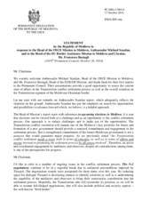 Statement by the Delegation of Moldova in response to the report by the Head of the OSCE Mission to Moldova, Ambassador Michael Scanlan, and to the address by the Head of the EUBAM, Mr. Francesco Bastagli