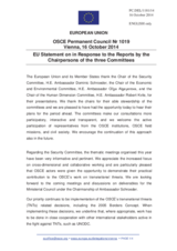 Statement by the Italian EU Presidency in response to the presentations by the Chairperson of the Security Committee; the Chairperson of the Economic and Environmental Committee; and the Chairperson of the Human Dimension Committee