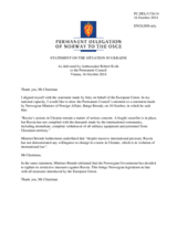 Statement by the Delegation of Norway on the ongoing violations of OSCE principles and commitments by the Russian Federation and the situation in Ukraine