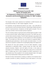 Statement by the Italian EU Presidency in response to the report by the Co-ordinator of OSCE Economic and Environmental Activities, Dr. Halil Yurdakul Yigitgüden