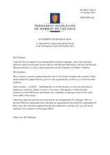 Statement by the Delegation of Norway on the Russian NGOs Memorial Society and Committee of Soldiers’ Mothers