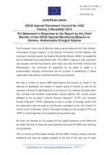 Statement by the Italian EU Presidency in response to the report by the Chief Monitor of the OSCE Special Monitoring Mission to Ukraine, Ambassador Ertuğrul Apakan