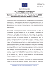 Statement by the Italian EU Presidency in response to the address by the President of the OSCE Parliamentary Assembly, Mr. Ilkka Kanerva