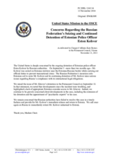 Statement by the Delegation of the United States of America on the abduction of an Estonian police officer, Mr. E. Kohver