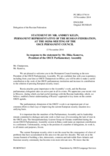 Statement by the Delegation of the Russian Federation in response to the address by the President of the OSCE Parliamentary Assembly, Mr. Ilkka Kanerva