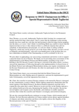 Statement by the Delegation of the United States of America in response to the address by the Special Representative of the Chairperson-in-Office, Ambassador Heidi Tagliavini