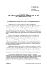 Statement by the Italian EU Presidency in response to the reports by the Personal Representatives of the OSCE Chairperson-in-Office on Tolerance