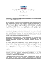 Kommuniqué zu freier Meinungsäußerung und Medienfreiheit als Voraussetzungen für Toleranz und Nicht-Diskriminierung