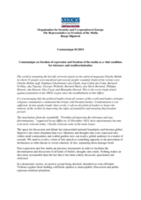 Communiqué on freedom of expression and freedom of the media as a vital condition for tolerance and nondiscrimination