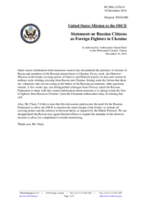 Statement by the Delegation of the United States of America on the foreign terrorist fighters from the Russian Federation in eastern Ukraine