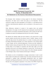 Statement by the Italian EU Presidency on the 30th round of the Geneva International Discussions, held on 9 and 10 December 2014