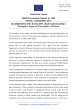 Statement by the Italian EU Presidency on the Swiss OSCE Chairmanship’s perception paper on the prevention of torture