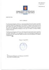 Response by the Delegation of Norway to the Questionnaire on the Code of Conduct on Politico-Military Aspects of Security