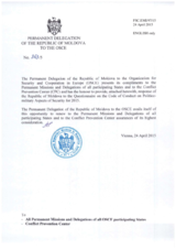 Response by the Delegation of Moldova to the Questionnaire on the Code of Conduct on Politico-Military Aspects of Security