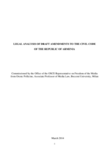 Legal analysis of the draft amendments to the civil code of the republic or Armenia Legal analysis of the draft amendments to the civil code of the republic or Armenia