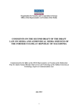 2nd Legal Analysis of the Draft Law on Media and Audiovisual Media Services of the Former Yugoslav Republic of Macedonia 2nd Legal Analysis of the Draft Law on Media and Audiovisual Media Services of the Former Yugoslav Republic of Macedonia