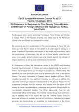 Statement by the Latvian EU Presidency in response to the address by the Chairperson-in-Office of the OSCE, First Deputy Prime Minister and Minister for Foreign Affairs of Serbia, H.E. Ivica Dačić