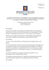 Statement by the Delegation of Norway in response to the address by the Chairperson-in-Office of the OSCE, First Deputy Prime Minister and Minister for Foreign Affairs of Serbia, H.E. Ivica Dačić