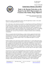 Statement by the Delegation of the United States of America in response to the statement by the Delegation of the Russian Federation on the report by the Representative on Freedom of the Media, Ms. Dunja Mijatović